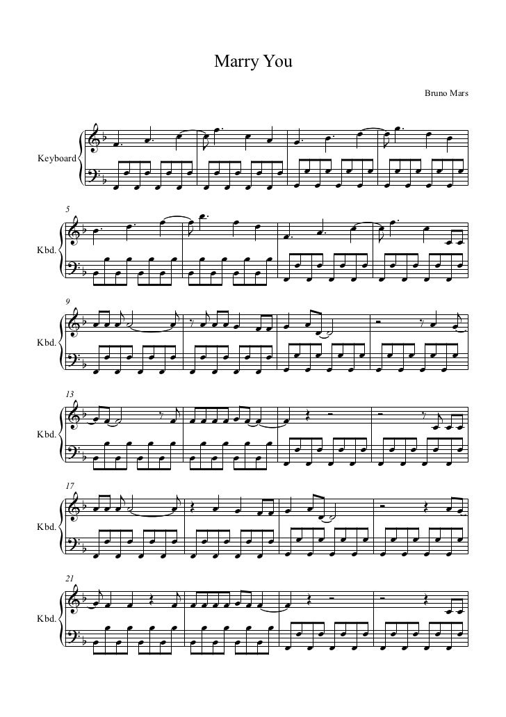 marry you bruno mars marry you sheet music