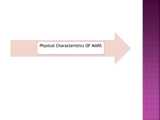 Physical Characteristics OF MARS
 