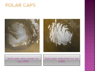 North polar early summer ice
cap (1999)
South polar midsummer ice cap
(2000)
 