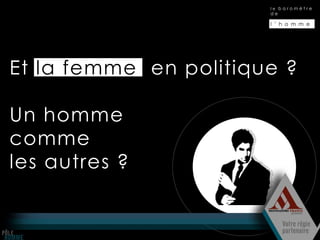 le baromètre
                        de

                        l ’ h o m m e




Et la femme, en politique ?

Un homme
comme
les autres ?
 