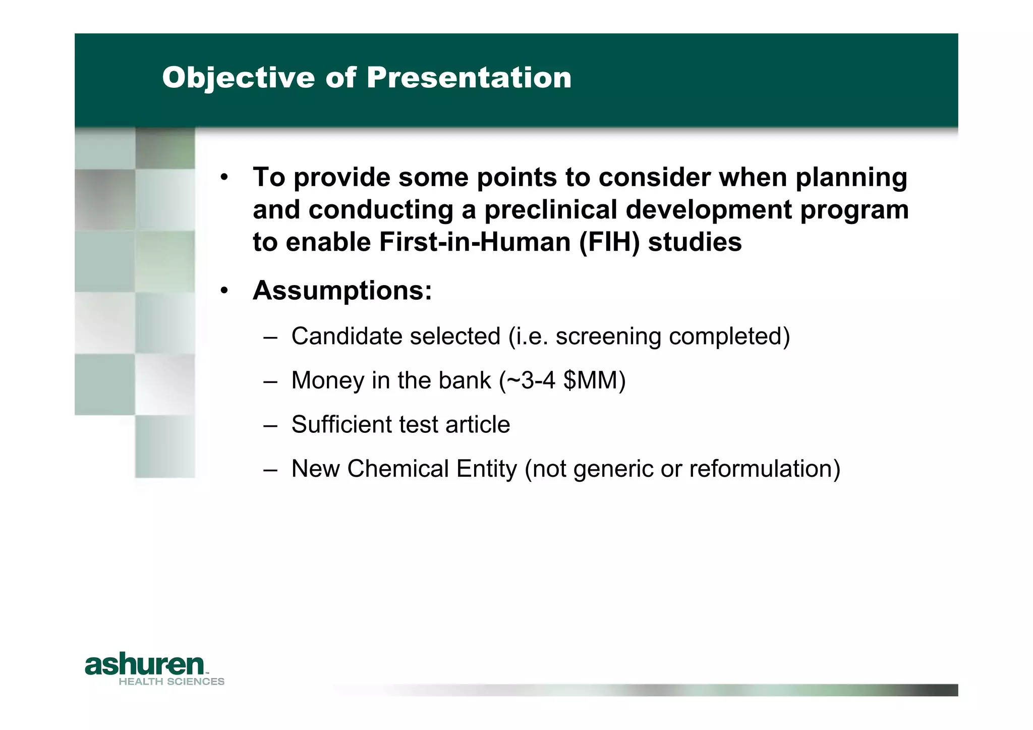 Preclinical Development Planning for Emerging Pharma and Biotech Firms
