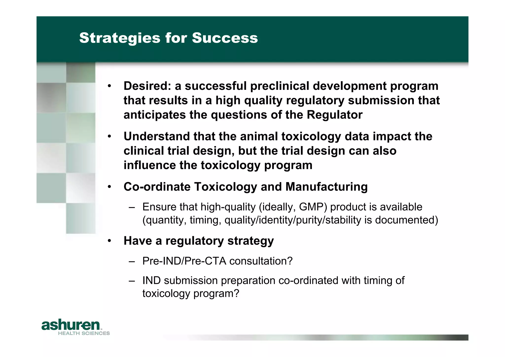 Preclinical Development Planning for Emerging Pharma and Biotech Firms