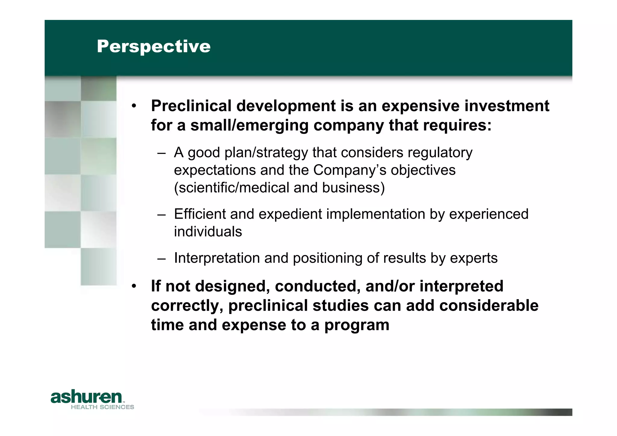 Preclinical Development Planning for Emerging Pharma and Biotech Firms