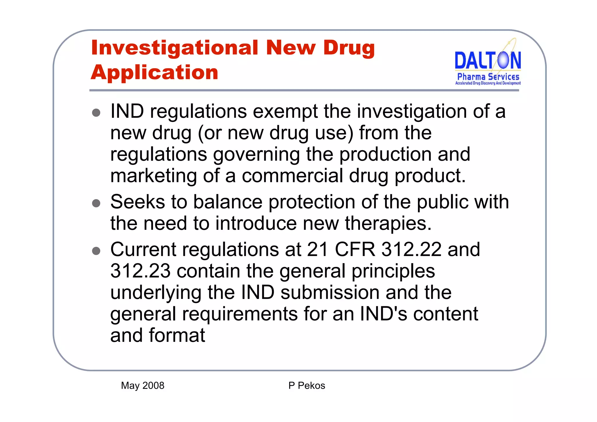 Preparing an IND Application: CMC
