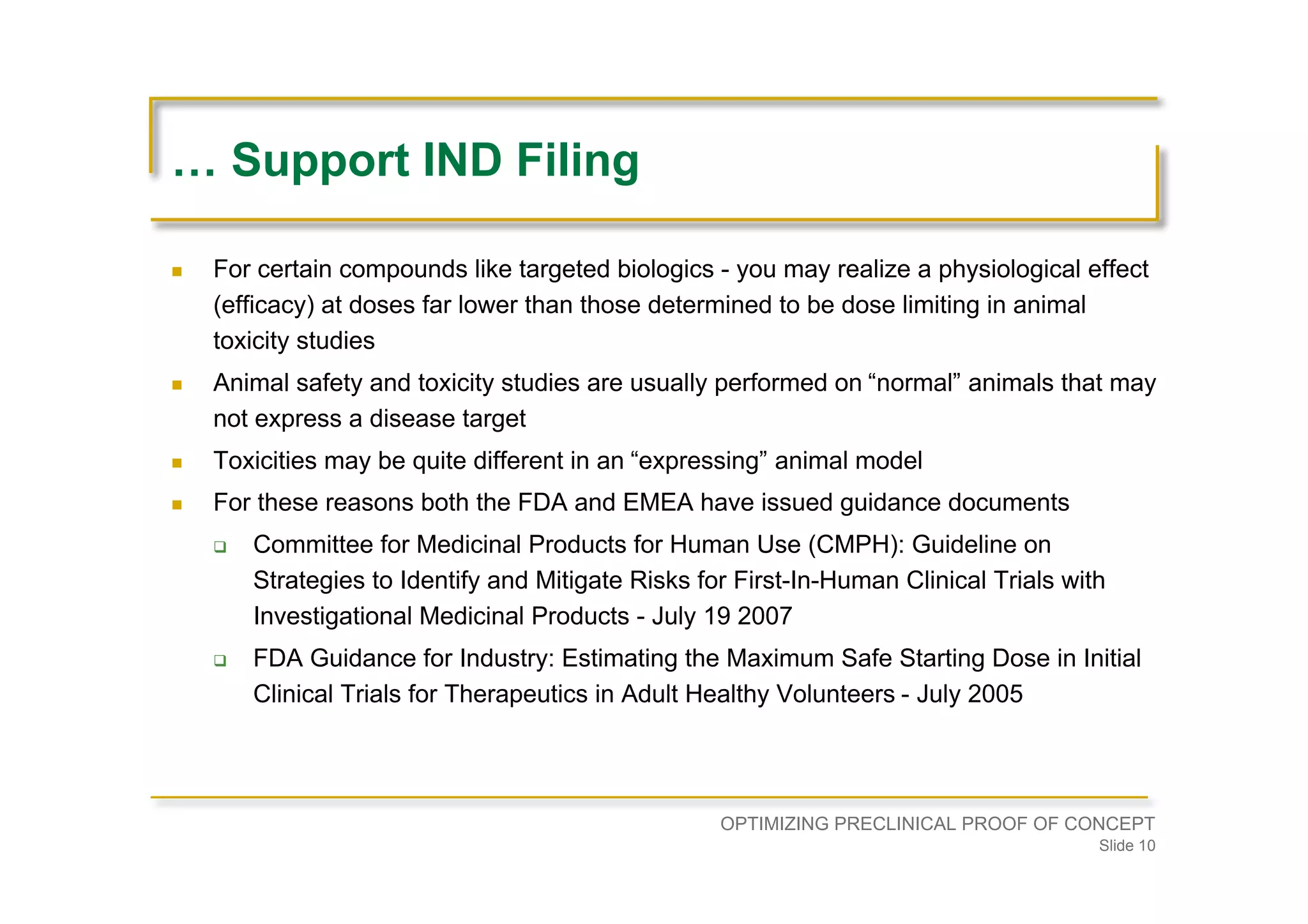 Optimizing Preclinical Proof of Concept