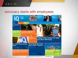 Confidential ArCompany Inc. — February 27, Slide · 25
advocacy starts with employees
 
