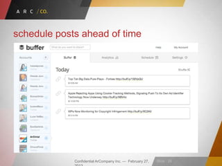 Confidential ArCompany Inc. — February 27, Slide · 28
schedule posts ahead of time
 