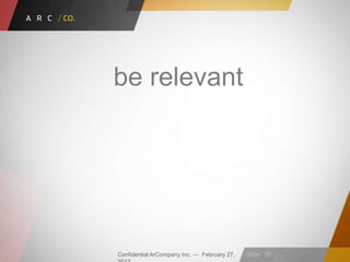 Confidential ArCompany Inc. — February 27, Slide · 39
be relevant
 