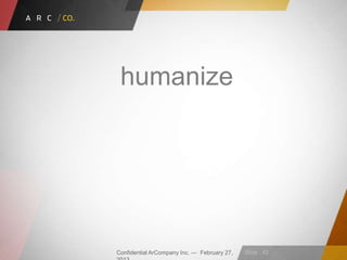 Confidential ArCompany Inc. — February 27, Slide · 42
humanize
 