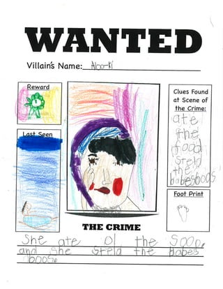 Wanted Posters - First Grade folktales Unit