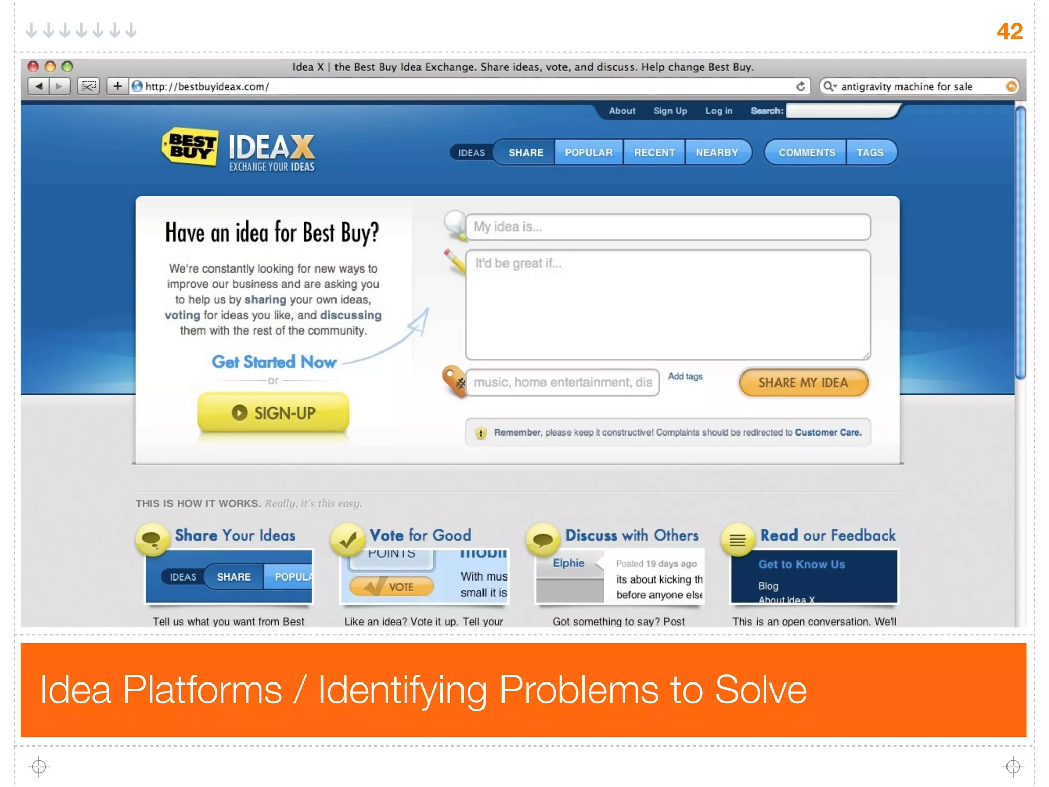 42




Idea Platforms / Identifying Problems to Solve
 