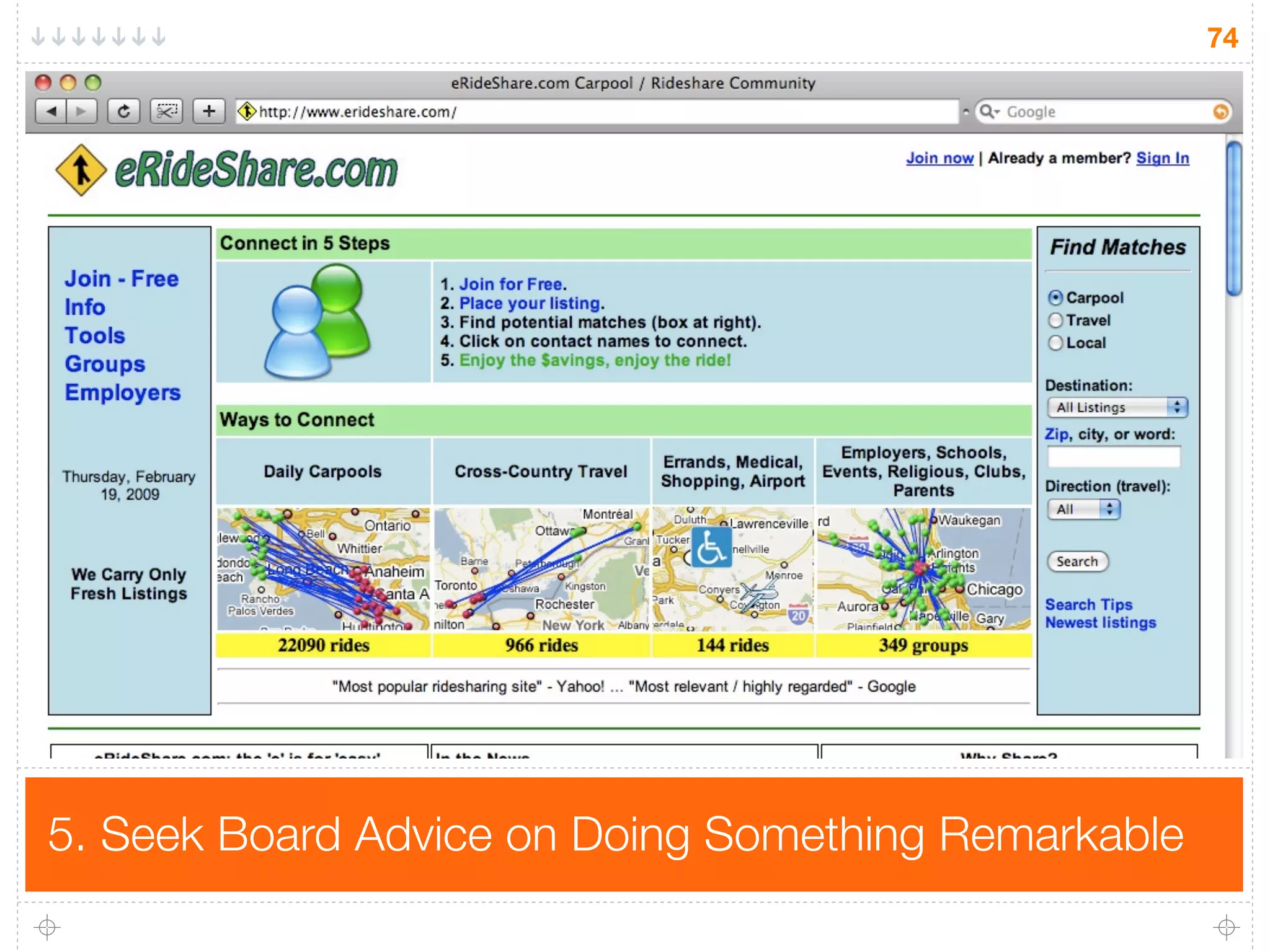74




5. Seek Board Advice on Doing Something Remarkable
 