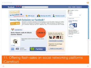 11. Offering ﬂash-sales on social networking platforms
(Carrefour)
12
 