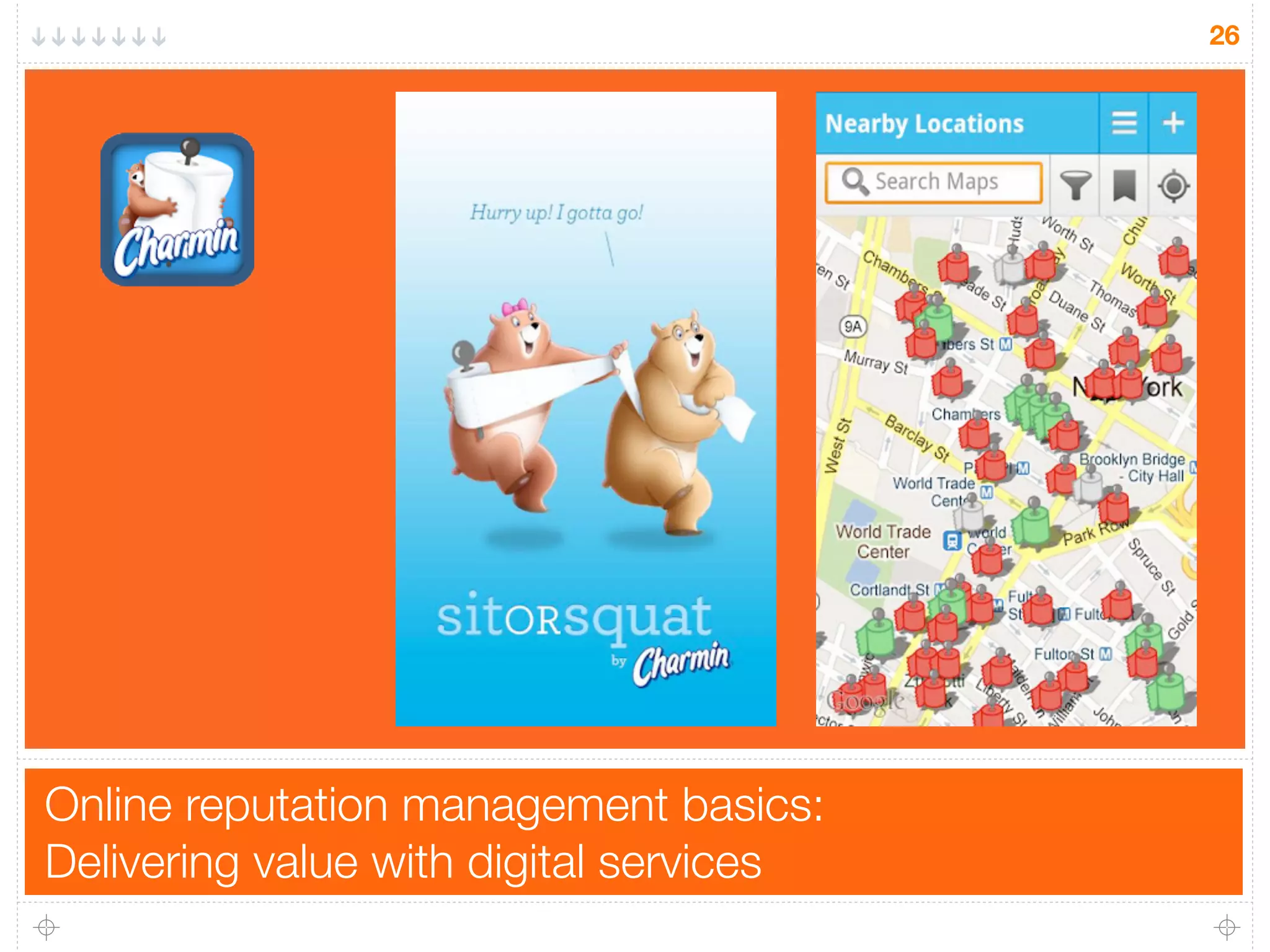 Online reputation management basics:
Delivering value with digital services
26
 