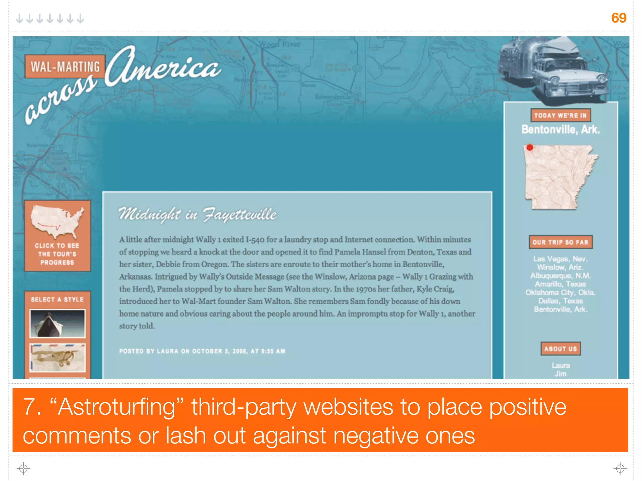 7. “Astroturﬁng” third-party websites to place positive
comments or lash out against negative ones
69
 