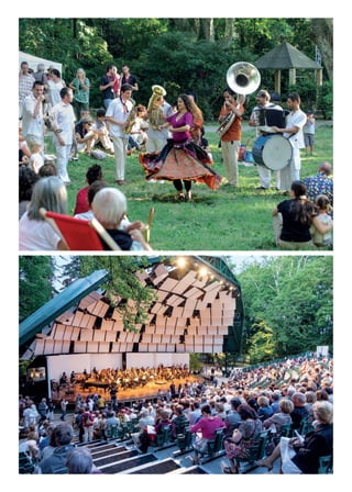 194
Marseille Provence à ciel ouvert
FESTIVAL JAZZ DES CINQ CONTINENTS (FJ5C)
Temps fort de l’été marseillais, ce festival, ouvert sur la rencontre
entre les musiques du monde et le jazz, continue de s’affirmer comme
une référence pour sa quatorzième édition. En 2013, il dure dix jours,
avec une capacité d’accueil augmentée à 3 500 places. Les plus grands
artistes internationaux se partagent la scène du palais Longchamp,
alors que des interventions et des performances se mettent en scène
dans l’ancien parc zoologique.
Un événement coréalisé par Marseille-Provence 2013
MEDITERRANEAN CHARLIE ORCHESTRA
Derrière le nom de Mediterranean Charlie Orchestra se trouve une
collaboration inédite entre des jazzmen confirmés et vingt-quatre
étudiants musiciens issus de la région Provence-Alpes-Côte d’Azur
et du pourtour méditerranéen. Une création originale présentée le
5 juillet sur le site historique du domaine de Fontblanche. Dans la
lignée des éditions précédentes, le Charlie Jazz Festival met à l’hon-
neur, en 2013, des figures emblématiques du jazz.
Direction musicale: Raphaël Imbert. Production: Charlie Free. Coproduction: Orchestre des Jeunes
de la Méditerranée, Compagnie Nine Spirit et Marseille-Provence 2013.
LES SUDS À ARLES
Le temps d’une semaine d’été, toute la musique du monde se
retrouve dans la belle cité arlésienne. Jeunes talents et artistes inter-
nationaux s’invitent au Théâtre Antique, la Cour de l’Archevêché ou
les quartiers de la ville avec une programmation de musiques acous-
tiques, électriques, intimistes ou hautement festives. [La Nuit] vien-
dra clore cette dix-huitième édition par une multitude de concerts,
rituels de nuit jusqu’aux musiques de l’aube, en des lieux précieux
du vieil Arles.
Un événement coproduit par Marseille-Provence 2013
NUITS D’ISTRES
Depuis 1992, les Nuits d’Istres ont accueilli les plus grands artistes
de la musique vivante. Dans le cadre exceptionnel du Pavillon de
Grignan, cette demeure du xviie siècle et son cadre de verdure
deviennent chaque été un havre d’expression musicale.
Marseille
Palais Longchamp
17 au 27 juillet
soutient ce projet
Vitrolles
Charlie Jazz Festival
Domaine
de Fontblanche
5 au 7 juillet
Arles
Théâtre antique,
Alyscamps
& divers lieux
8 au 14 juillet
soutient ce projet
Istres
Pavillon de Grignan
Juillet
1. Charlie Jazz Festival,
concert de Haïdouti Orkestar
2. Festival
de La Roque-d’Anthéron
	 1
	 2
 