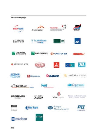 357356
Partenaires projet
Supporters:
Club Entreprises 2013:
Remerciements
Couleur PANTONE 185C
Gihva | Connected Language Services | Tassha studio | MCI France | SE CONCEPT | Union
Française du Transport à Moto 13 | DB formation france | World Trade Center Marseille
Provence | Régie Fréquence Espace | Château de Fontcreuse | Immobilière Le Marquis
| Beuchat | Citadines Apart’hotels | Cabinet Swaton Recoing Boilletot assurances |
Convergence 13 | Telsud | Otim Immobilier | Aviso Events | Tout pour la maison | Horloger
joailler Frojo | Picto | Ilford | Circad | Fédération du BTP 13 | FAYAT Bâtiment | Archives
Chrono
MeublesLacaux|Apave|Marfret|TILTechnologies|HôtelVillaMassaliaConcordeMarseille|
Printemps | SMRI | CER France Méditerranée | Groupe LDFS | World Trade Center Marseille
Provence | RDD Affichage | Les Jardins de Gally | Groupe Superplan Impremium | EDITAG
| Marco Atelier Art et Création | NewHotel | Wall Street Institute |BTP 13 | SNCF | Office de
Tourisme de Salon-de-Provence | Société Générale, agence Marseille Entreprises et Délé-
gation Régionale de Marseille | Rose et Marius | Relay France | École ESDAC | Syndicat des
pilotes des ports de Marseille et du Golf de Fos | galerie karima celestin | Autosud Bernabeu
| Sécurité industrielle | Bureau Veritas | MONDORAMAS Voyages | DEVA |Cabinet Pansier
| Union des Industries Chimiques Paca et Corse | VIDEO EVENTS | PERFEO | La Table de
Charlotte Traiteur | Sud Primeurs | EDIS Institut pour l’Art | Publicité CHAVE | Med Event |
Med Europe Terminal | JAP Services | Union Maritime et Fluviale de Marseille Fos | L’Occi-
tane | Speeder | ORECA | W Travel France | Médiaco | HBI
 