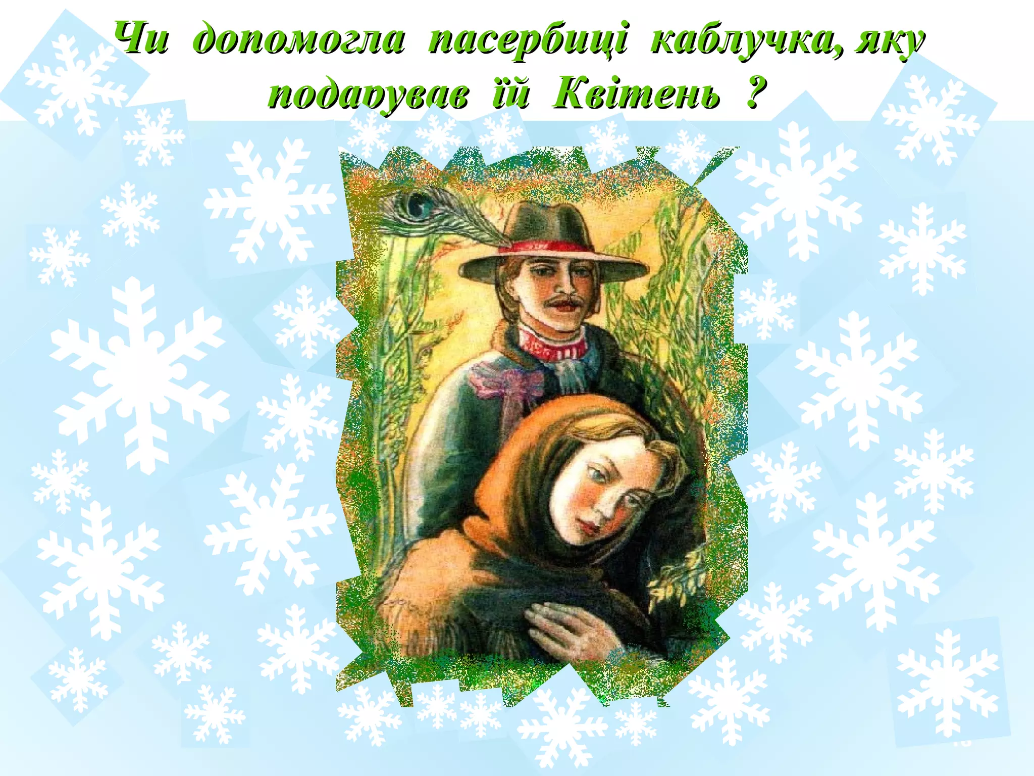 18
Чи допомогла пасербиці каблучка, якуЧи допомогла пасербиці каблучка, яку
подарував їй Квітень ?подарував їй Квітень ?
 