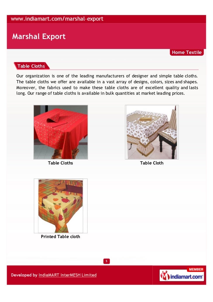 Marshal Export, Karur, Home Textile.