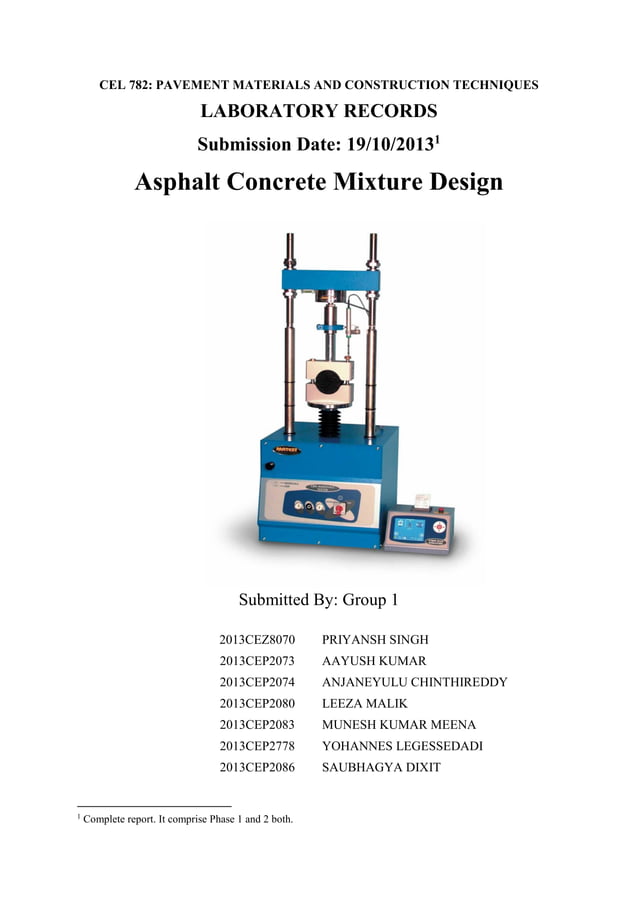 Marshall Mix Design Lab Report PDF