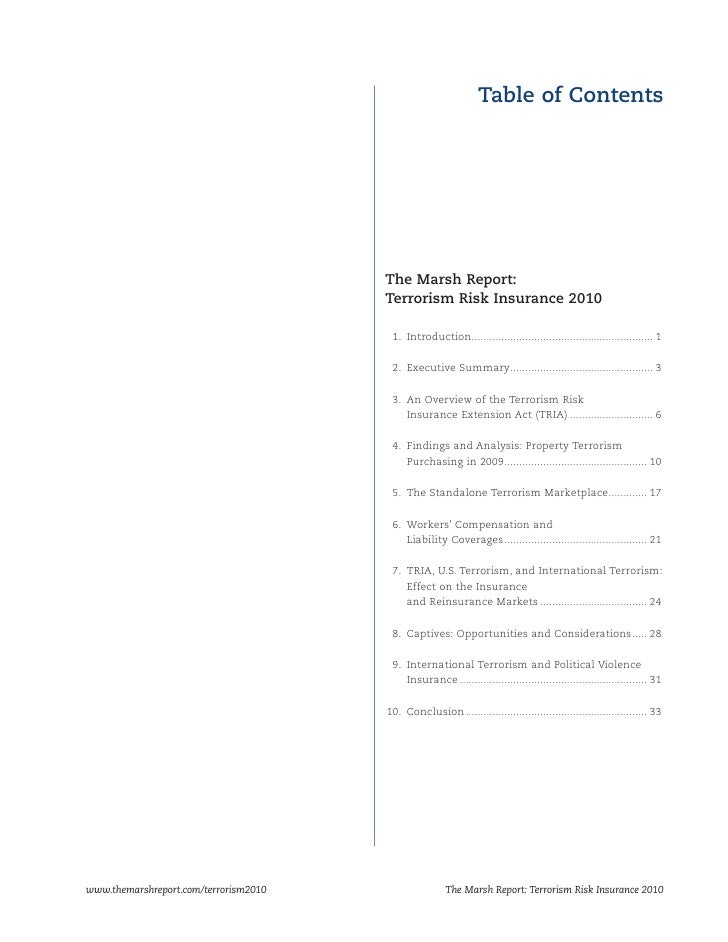 The Marsh Report-Terrorism Risk Insurance 2010