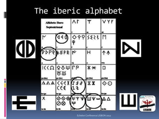 The iberic alphabet
Echelon Conference LISBON 2012
 