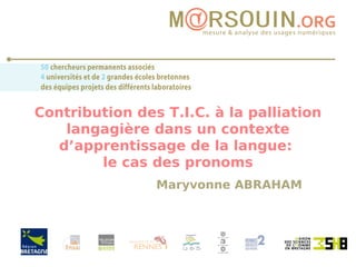 Contribution des T.I.C. à la palliation langagière dans un contexte d’apprentissage de la langue:  le cas des pronoms Maryvonne ABRAHAM 