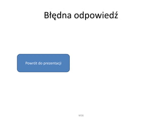 Błędna odpowiedź 
WSB 
Powrót do prezentacji 
 
