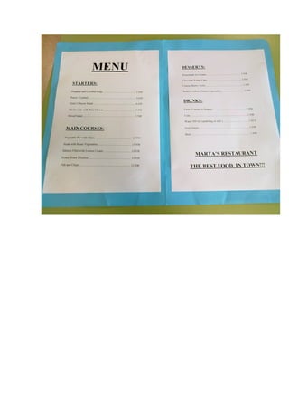 Marta's menu