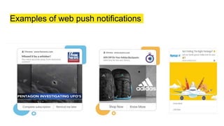 Examples of web push notifications
 