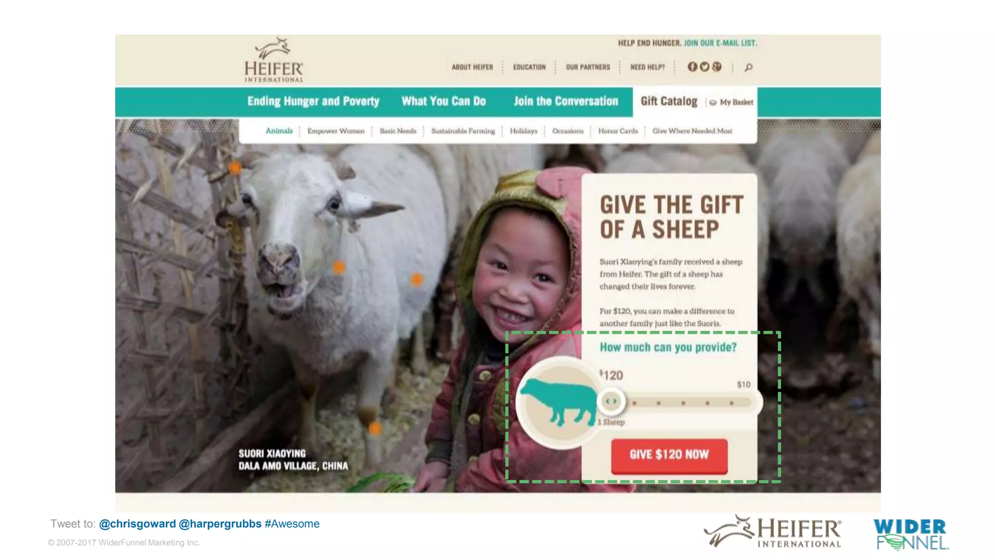 © 2007-2017 WiderFunnel Marketing Inc.
Tweet to: @chrisgoward @harpergrubbs #Awesome
 