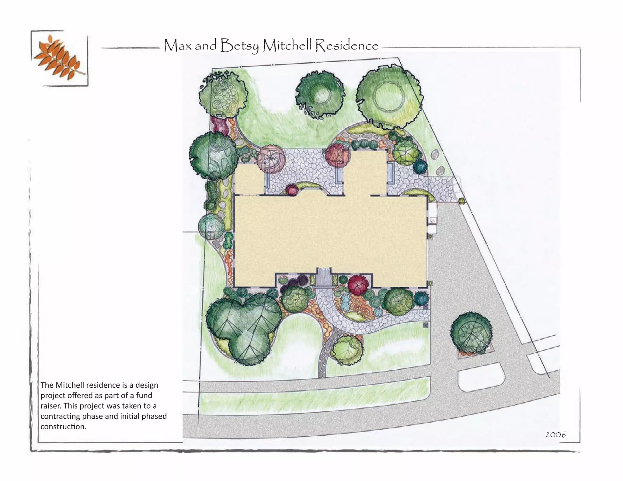 Max and Betsy Mitchell Residence




The Mitchell residence is a design
project offered as part of a fund
raiser. This project was taken to a
contracting phase and initial phased
construction.
                                                                      2006
 