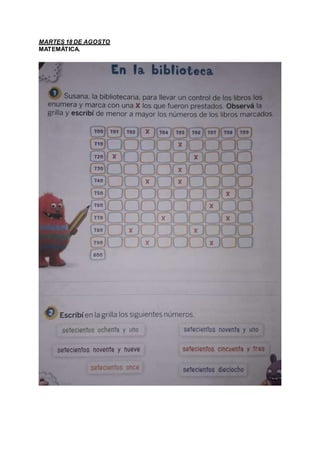 MARTES 18 DE AGOSTO
MATEMÁTICA.
 