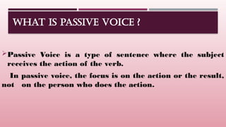 Passive Structre Example Understanding Passive Voice: Structure, Examples, and Usage | PPTX