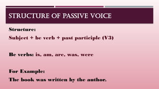 Passive Structre Example Understanding Passive Voice: Structure, Examples, and Usage | PPTX