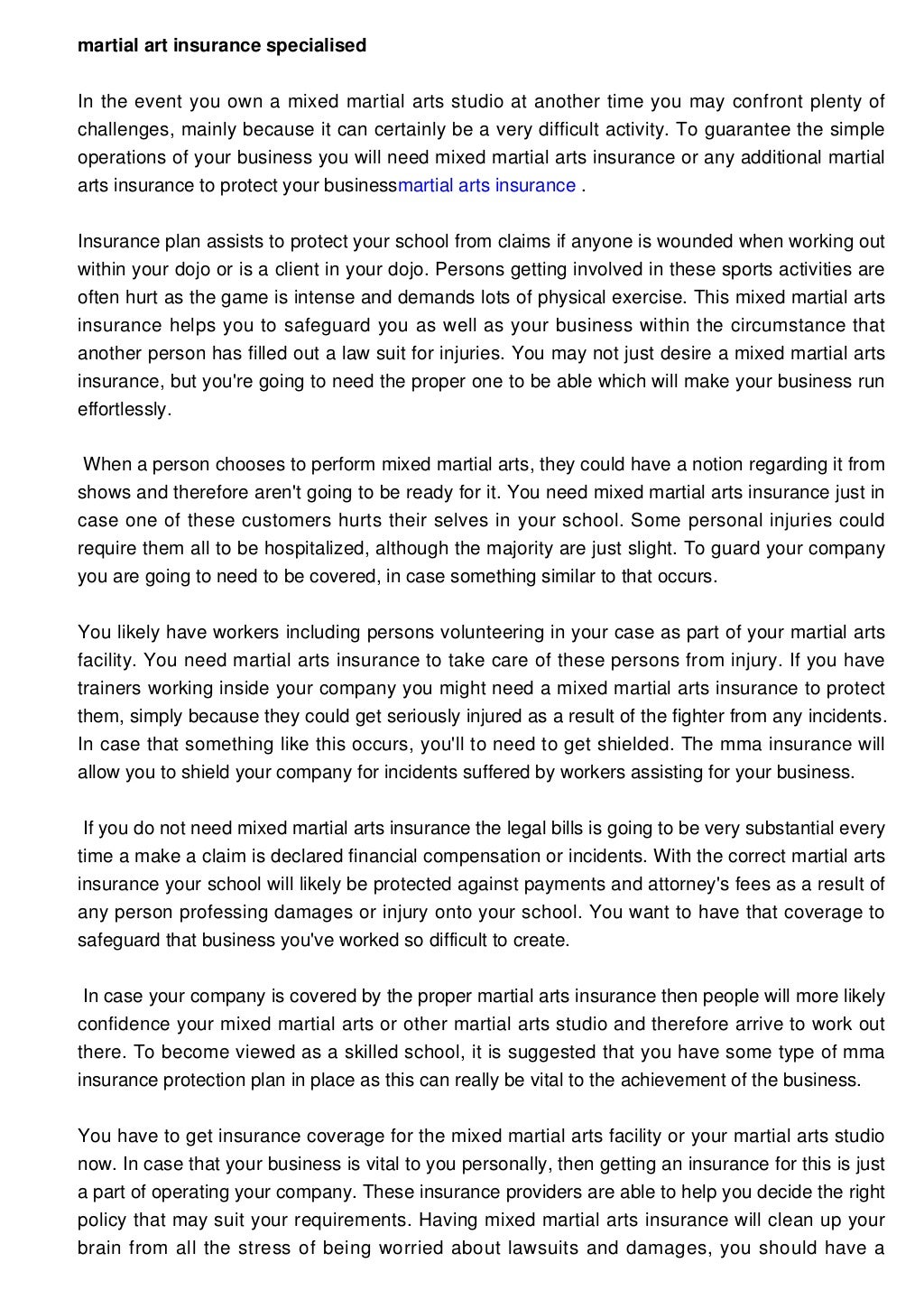 Getting Martial Arts Insurance On Your Self Defense School Is Essential