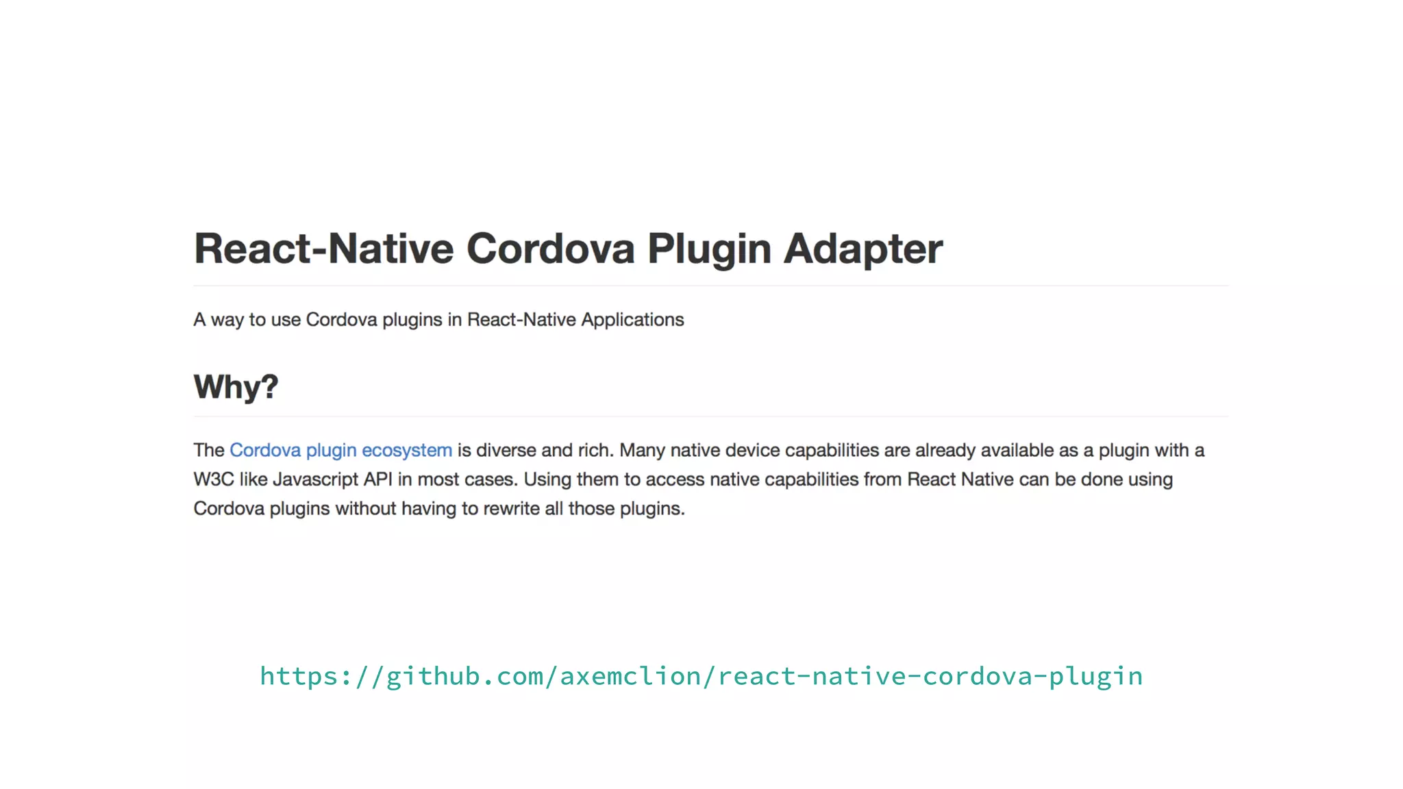 https://github.com/axemclion/react-native-cordova-plugin
 