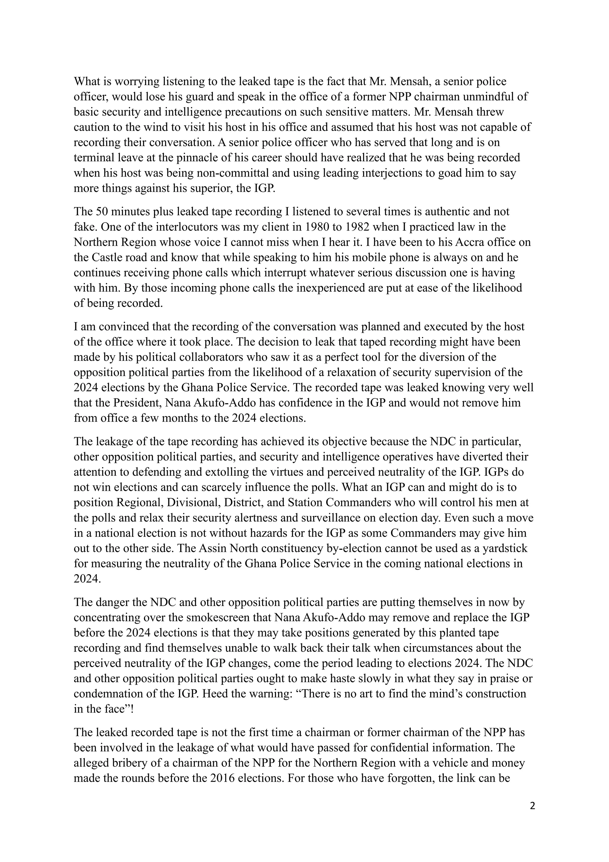 Martin Amidu on Leaked antiIGP tape PDF
