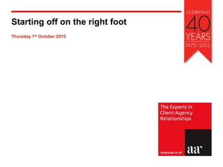 Starting off on the right foot
Thursday 1st October 2015
 