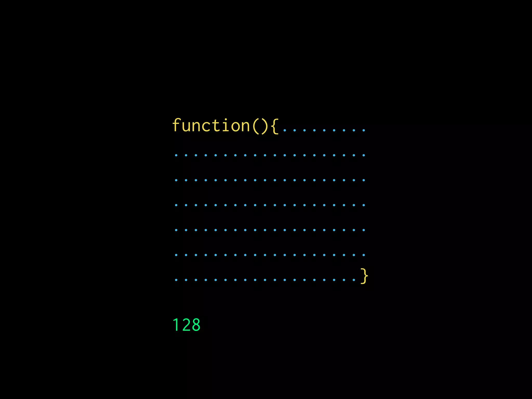 function(){.........
....................
....................
....................
....................
....................
...................}
128
 
