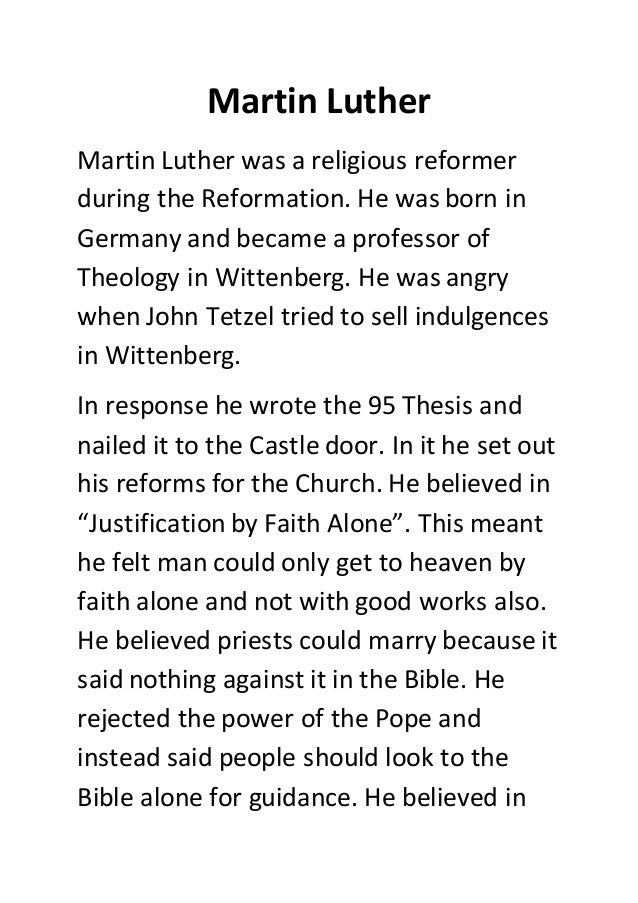 High School Personal Statement Essay Examples Martin Luther Martin Luther Was A Religious Reformer During The Reformation Persuasive Essay Papers also Essay About Good Health Martin Luther Essay Examples For High School