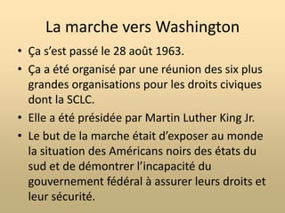 La SCLC décide de recruter des enfants et des étudiants en vue de la ‘’croisade des enfants’’. Cette croisade a eu lieu le 2 mai, la police a du utiliser des chiens et des jets d’eau à haute pression pour les maîtriser.La manifestation, diffusée partout par les médias choque la population.21 mai 1963: quelques  lois ségrégationnistes sont levées.Le ku klux klan fait un attentat à la bombe sur une église baptiste, l’attaque tue 4 filles noires et blesse 22 enfants.