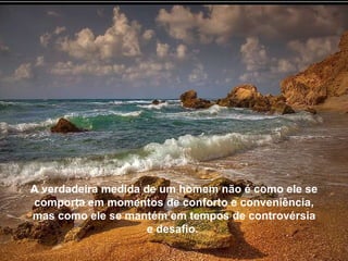 A verdadeira medida de um homem não é como ele se comporta em momentos de conforto e conveniência, mas como ele se mantém em tempos de controvérsia e desafio.  