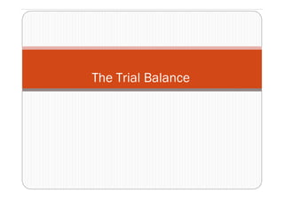 The Trial Balance
 