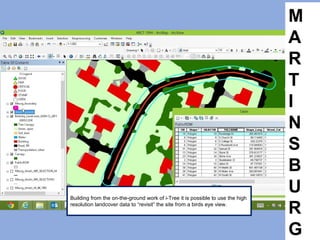 M
A
R
T
I
N
S
B
U
R
G
Building from the on-the-ground work of i-Tree it is possible to use the high
resolution landcover data to “revisit” the site from a birds eye view.
 