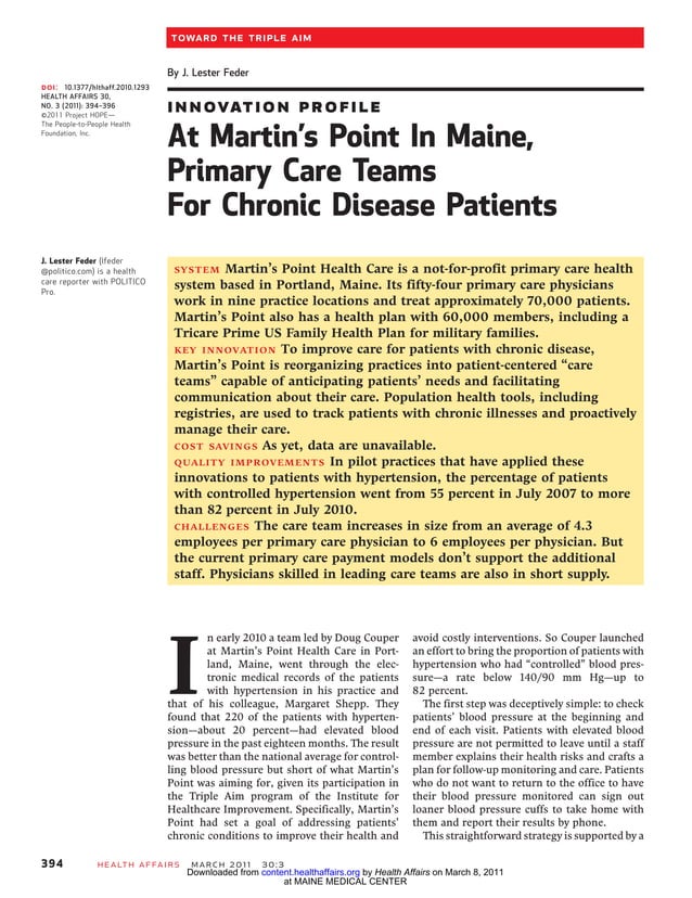 Martins point chronic disease model PDF