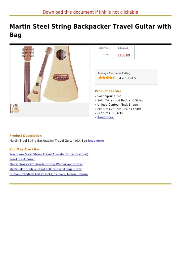 Martin steel string backpacker travel guitar with bag