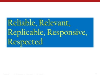Reliable, Relevant, Replicable, Responsive, Respected