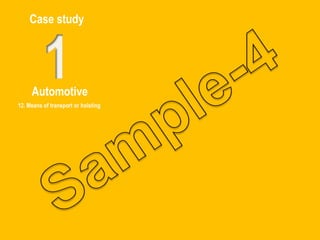 Case study
Automotive
12. Means of transport or hoisting
 