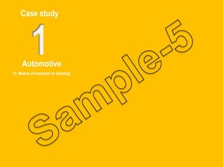 Case study
Automotive
12. Means of transport or hoisting
 